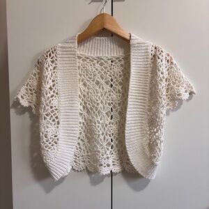 Elegant Cream Crochet Women Sweater